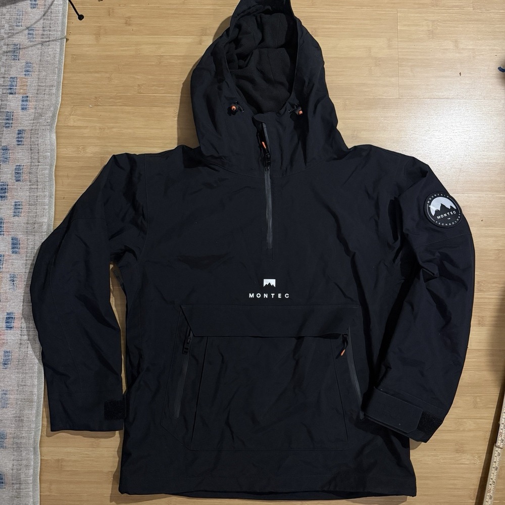 Montec‎ Dune FW20 Jacket Mens Small Black Hooded Ski Snowboard Anorak Pullover
